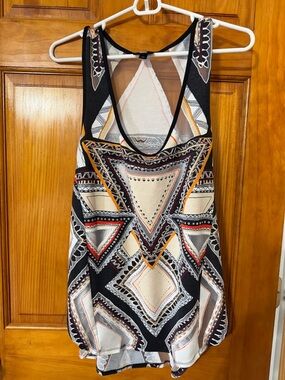 Mossimo Supply Co. Black, Cream, Red, Orange Geometric Racerback Tank